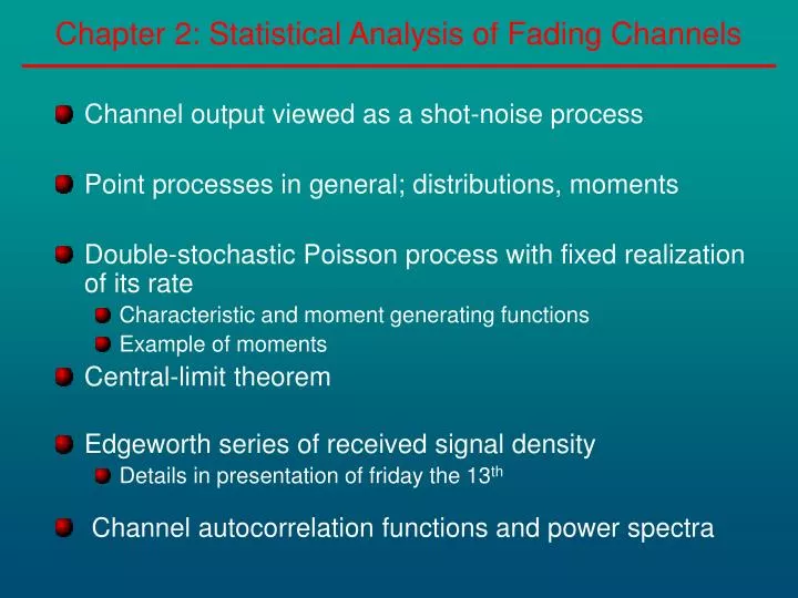 chapter 2 statistical analysis of fading channels