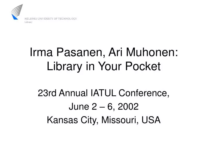 irma pasanen ari muhonen library in your pocket
