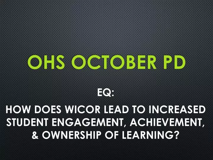 ohs october pd
