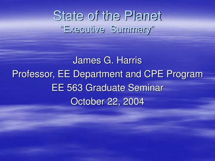 state of the planet executive summary