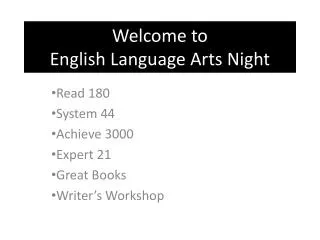 Welcome to English Language Arts Night