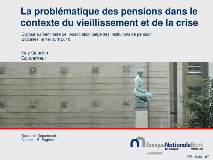 la probl matique des pensions dans le contexte du vieillissement et de la crise