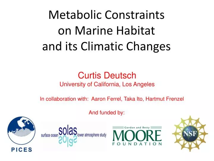 metabolic constraints on marine habitat and its climatic changes
