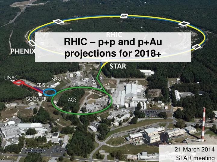 rhic p p and p au projections for 2018