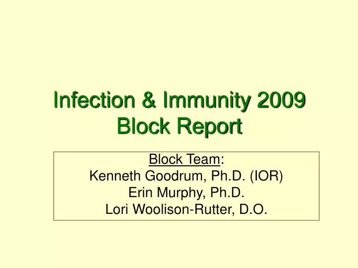 infection immunity 2009 block report