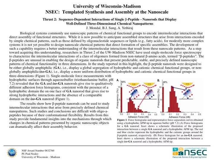 university of wisconsin madison nsec templated synthesis and assembly at the nanoscale
