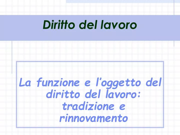 diritto del lavoro