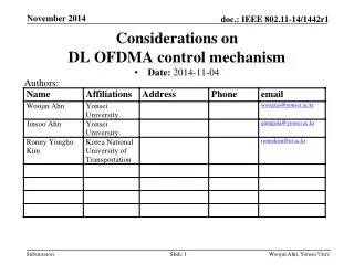 Considerations on DL OFDMA control mechanism