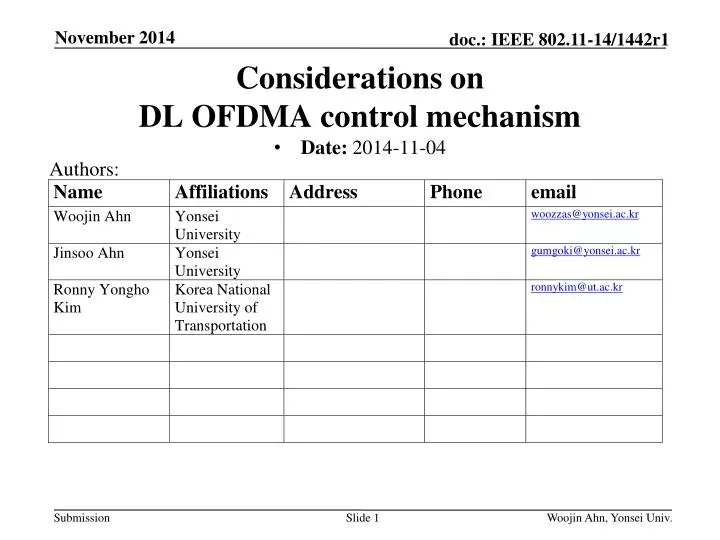 considerations on dl ofdma control mechanism