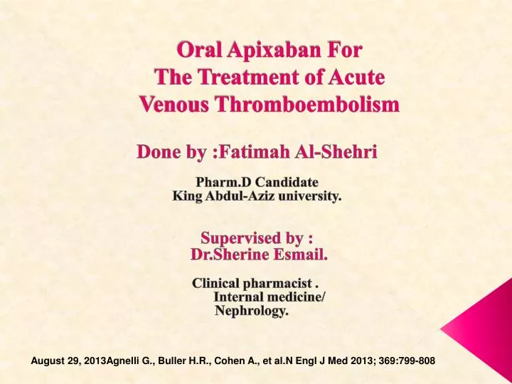 oral apixaban for the treatment of acute venous thromboembolism
