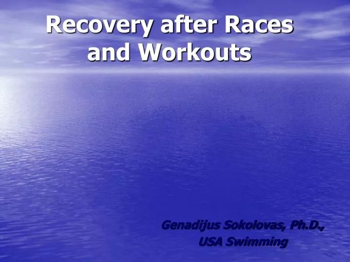 recovery after races and workouts