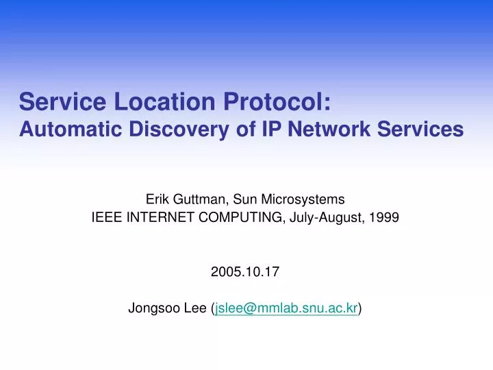 service location protocol automatic discovery of ip network services