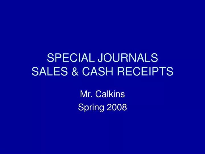 special journals sales cash receipts