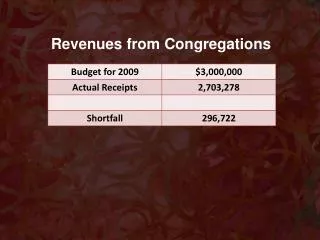 Revenues from Congregations