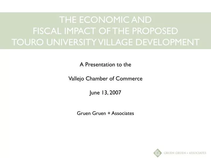 the economic and fiscal impact of the proposed touro university village development
