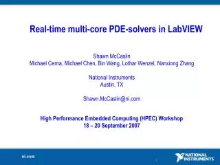 Real-time multi-core PDE-solvers in LabVIEW