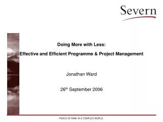 Doing More with Less: Effective and Efficient Programme &amp; Project Management
