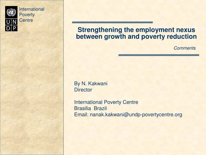 strengthening the employment nexus between growth and poverty reduction comments