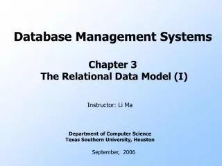 database management systems chapter 3 the relational data model i