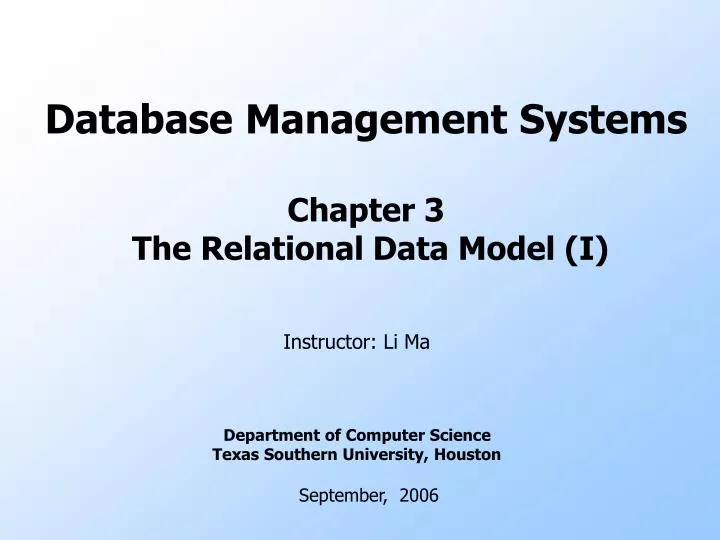 database management systems chapter 3 the relational data model i