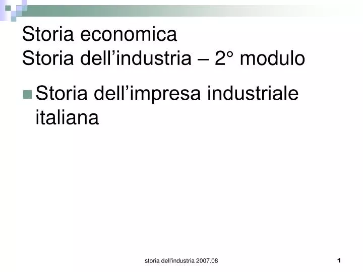 storia economica storia dell industria 2 modulo