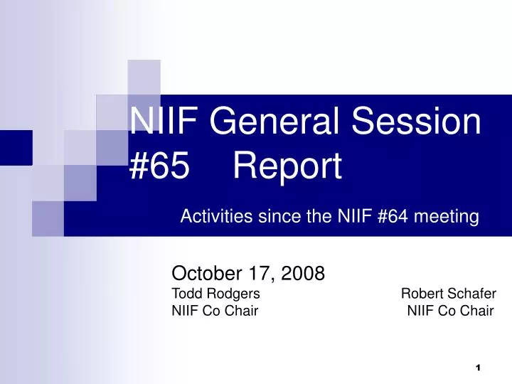 niif general session 65 report activities since the niif 64 meeting