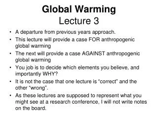 Global Warming Lecture 3
