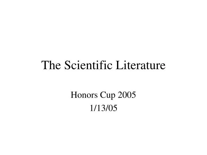 the scientific literature