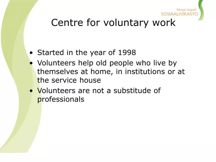 centre for voluntary work