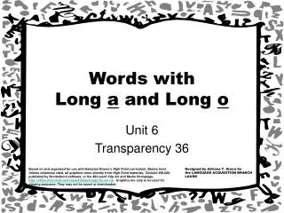 Words with Long a and Long o