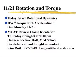 11/21 Rotation and Torque
