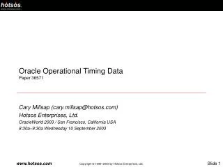 Oracle Operational Timing Data Paper 36571
