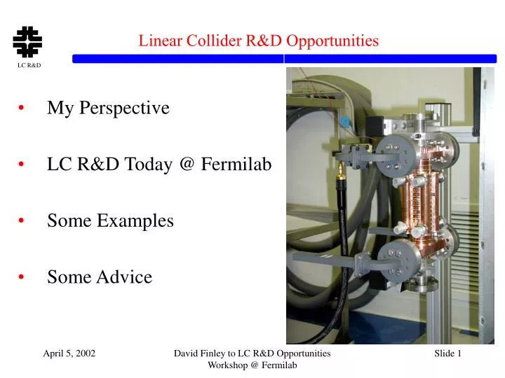 linear collider r d opportunities