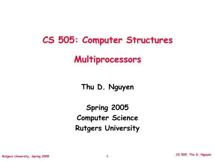 cs 505 computer structures multiprocessors