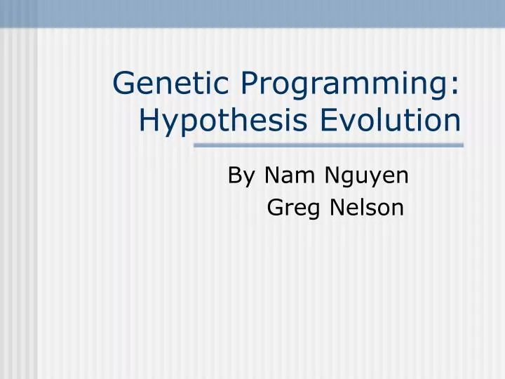 genetic programming hypothesis evolution