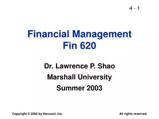 Financial Management Fin 620