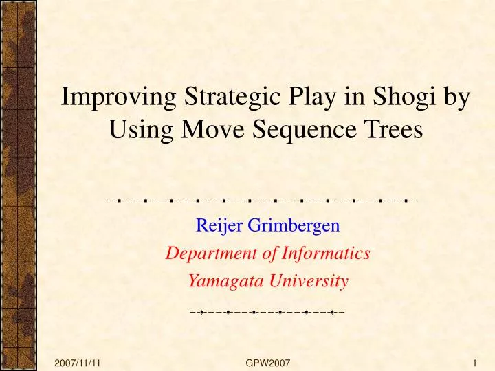 improving strategic play in shogi by using move sequence trees