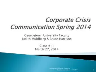 Corporate Crisis Communication Spring 201 4