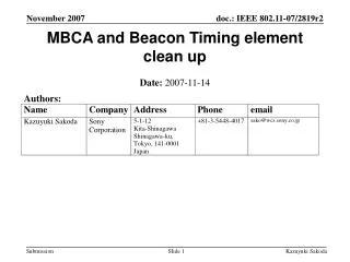 MBCA and Beacon Timing element clean up
