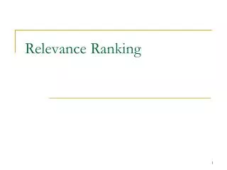 Relevance Ranking
