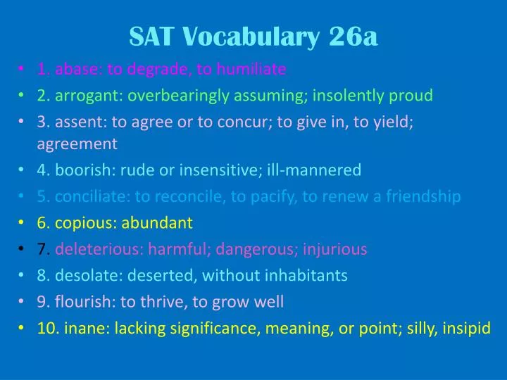 sat vocabulary 26a