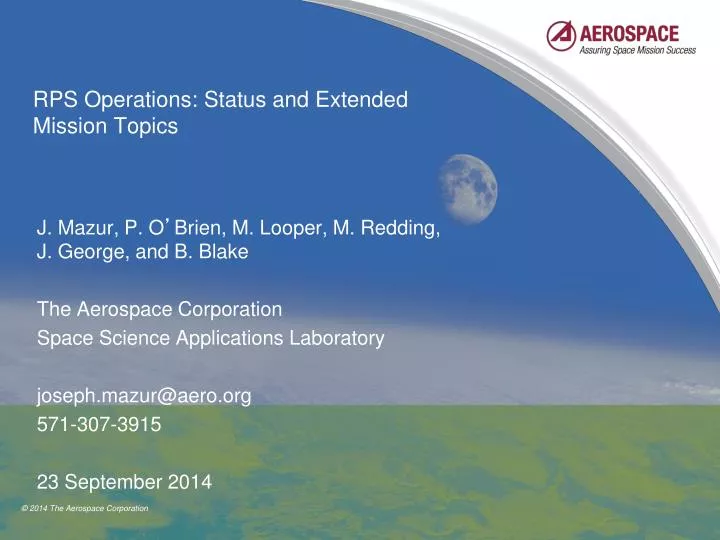 rps operations status and extended mission topics
