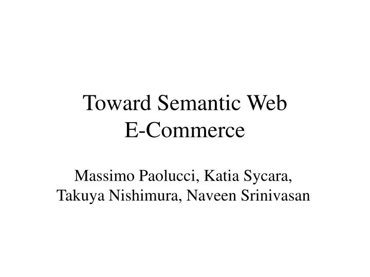 toward semantic web e commerce