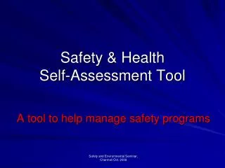 Safety &amp; Health Self-Assessment Tool