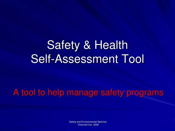 safety health self assessment tool