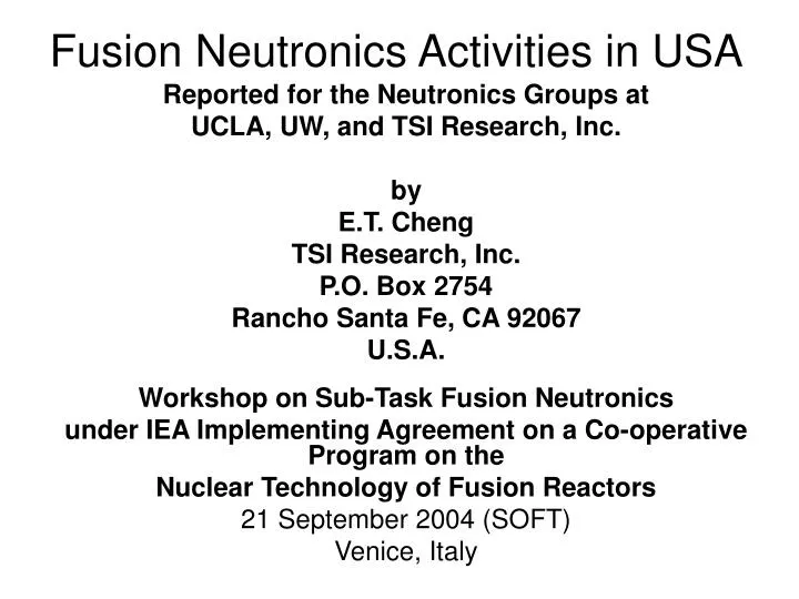 fusion neutronics activities in usa