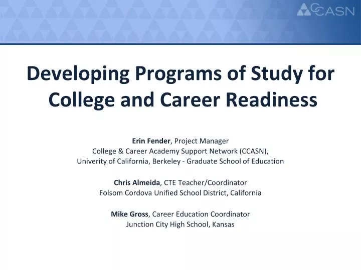developing program s of study for college and career readiness
