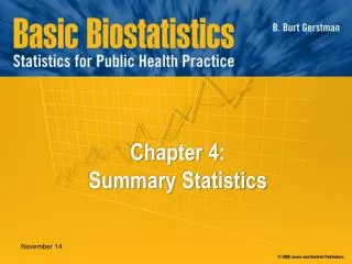 Chapter 4: Summary Statistics