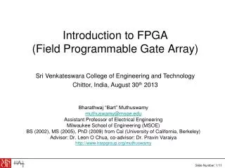 Introduction to FPGA (Field Programmable Gate Array)