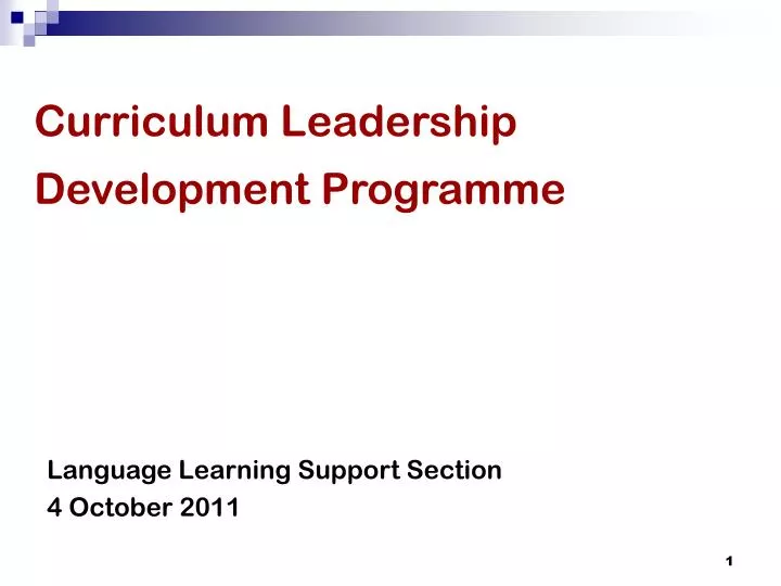 curriculum leadership development programme